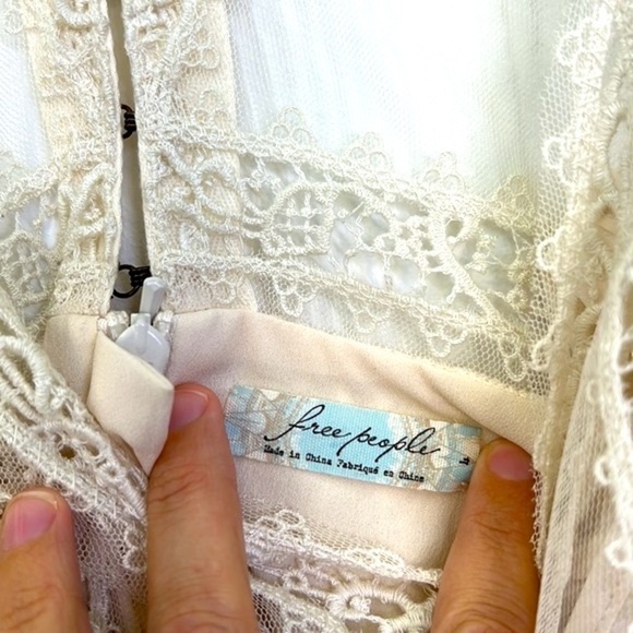 Free People - Victoria Ivory Lace Sleeveless Full Mini Dress Size Small - Picture 11 of 16